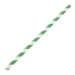Słomki papierowe paski zielono-białe a’100 8mm